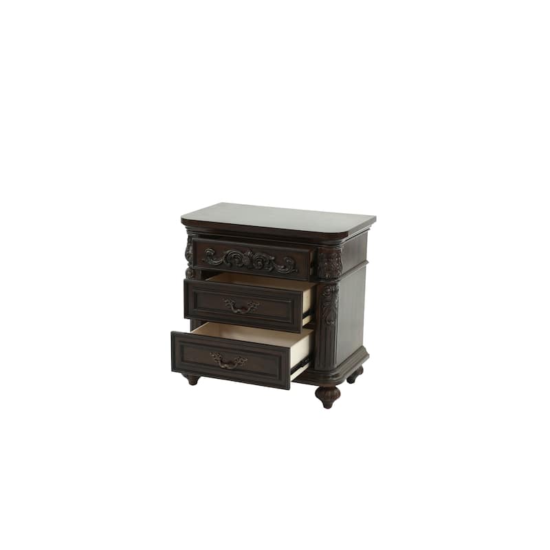 Traditional Antique 1pc Nightstand Bedroom Furniture Veneer 2-Drawers Hanging Pull Bedside Table