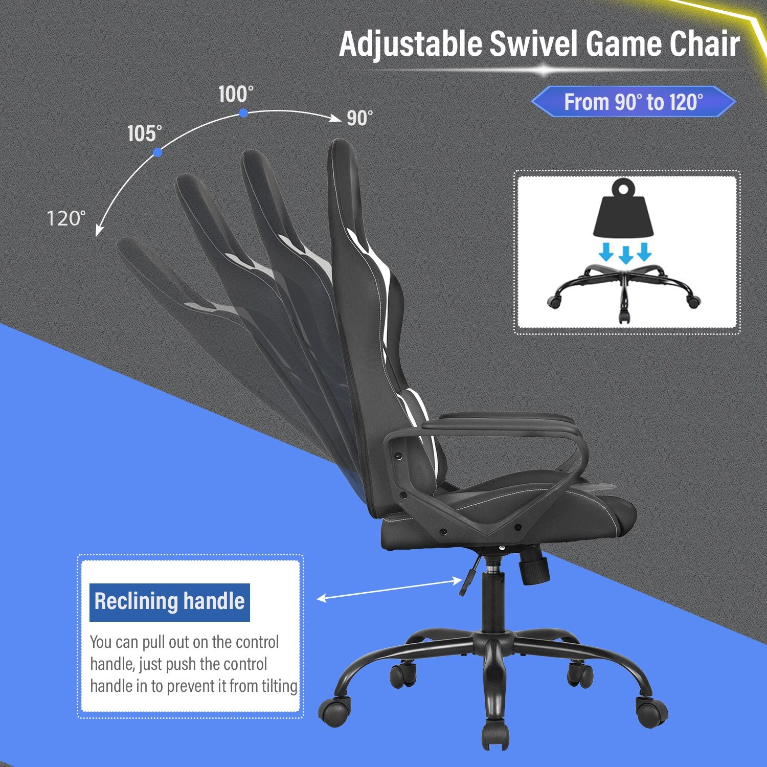 Goplus Gaming Rocker Chair, Reclining Backrest, Adjustable Armrest Computer  Office Chair, Ergonomic Swivel High Back Game Chair, Racing Style Rocking  Gaming Chair Support for Adult