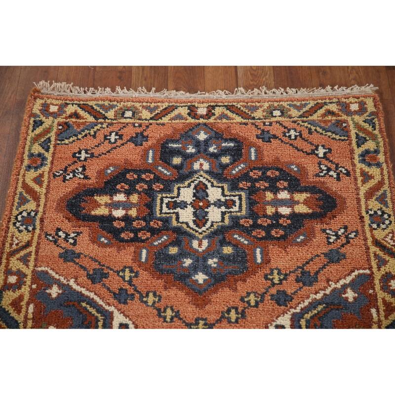 Geometric Kazak Indian Runner Rug Handmade Wool Carpet - 2'6"x 9'10"