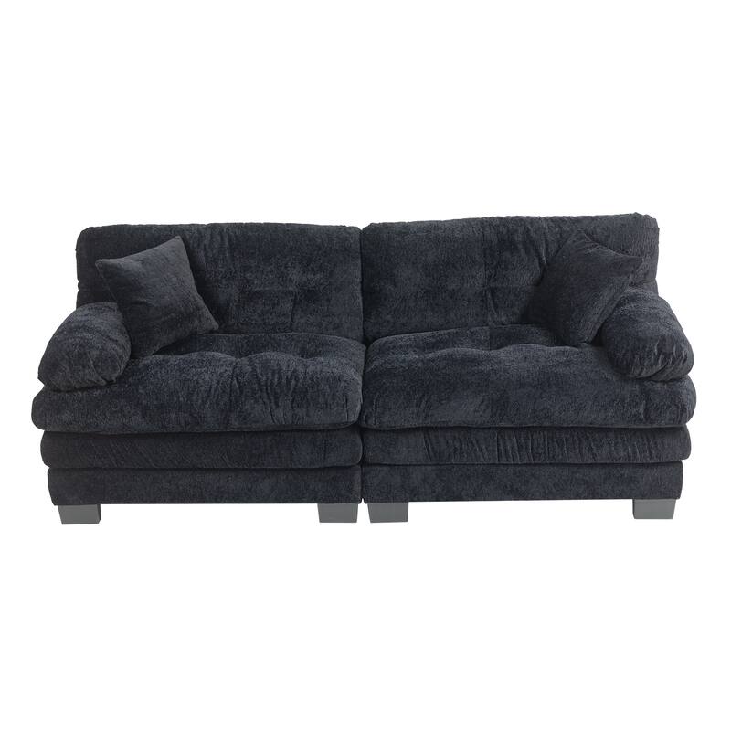 84" Upholstered 3-Seater Sofa with Dual-Layer Memory Foam Cushioning, and Complimentary Comfort Pillows