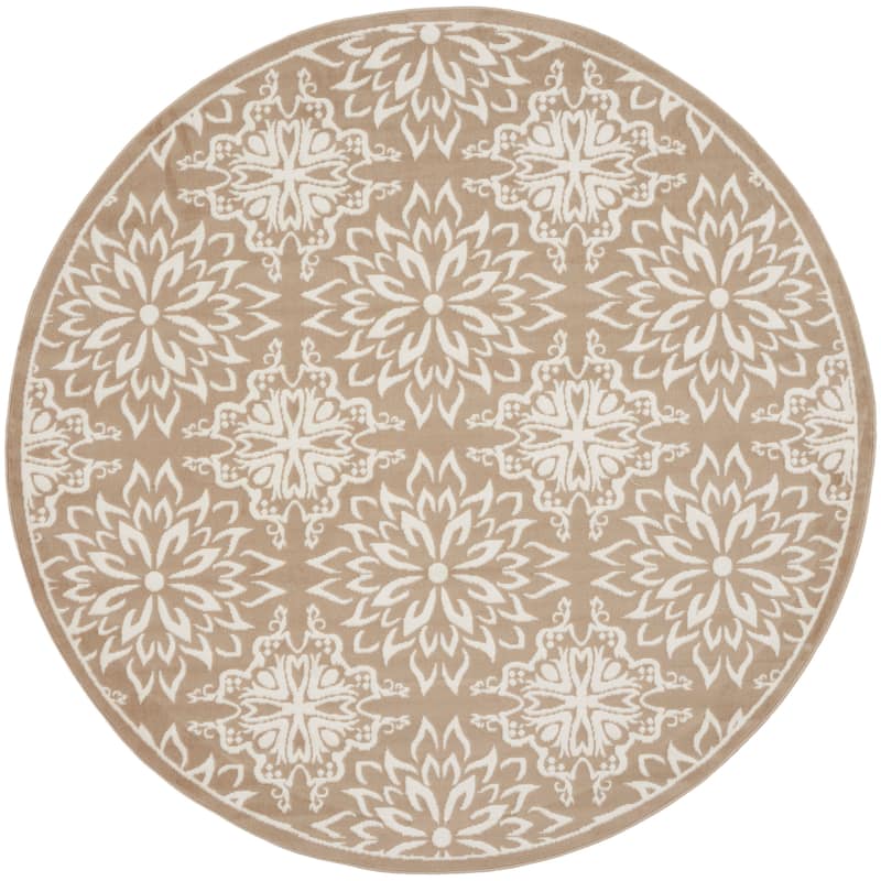 Nourison Jane Floral Medallion Indoor only Area Rug - 8' x Round - Taupe
