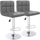 Bar Stools Adjustable Armless Swivel PU Leather Barstools Set of 2 - Grey