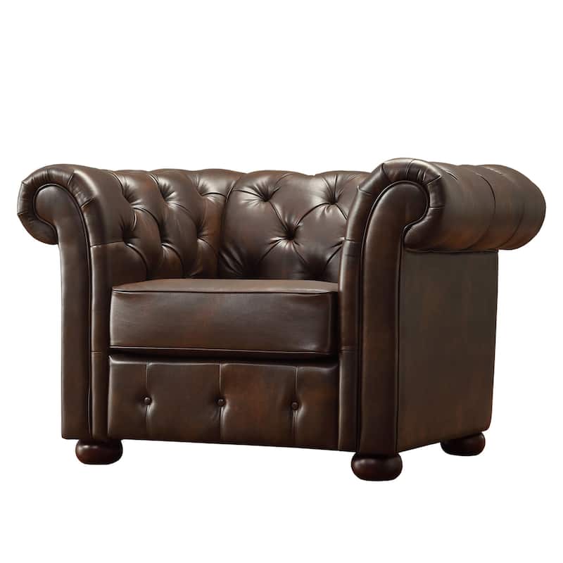 Knightsbridge Tufted Scroll Arm Chesterfield Chair by iNSPIRE Q Artisan