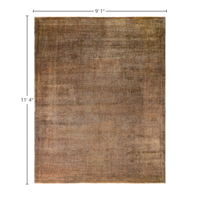 Overdyed One-of-a-Kind Hand-Knotted Area Rug - Green - 9' 1" x 11' 4"