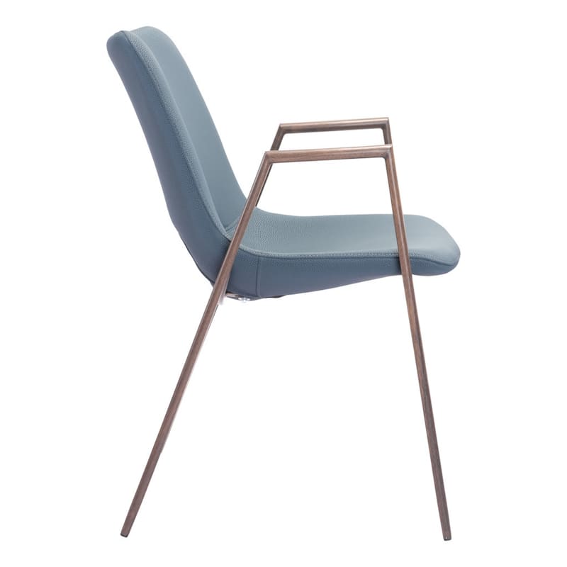 Set of 2 Upholstered Open Back Dining Armchairs with Metal Legs - 21.7” x 23.2” x 32.5”