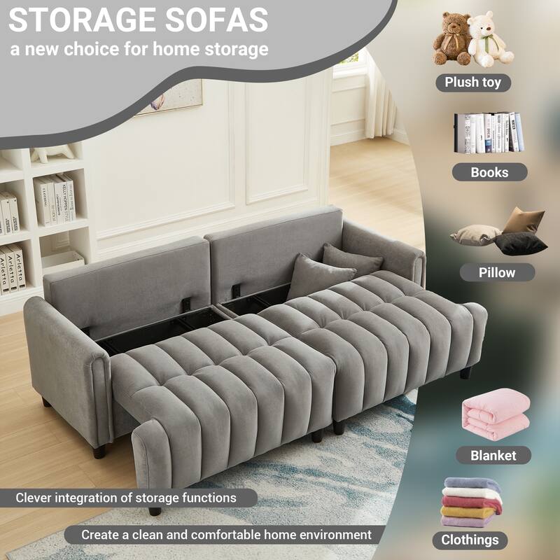 Sofa Bed with 2 Hidden Storage Bags, Multi-Functional Sleeper Sofa Loveseat with Adjustable Backrest