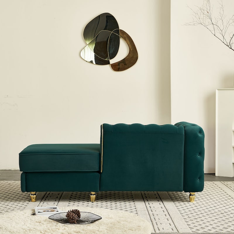 66.9''Velvet Chaise Lounge,Luxury Modern Chaise Furniture,Tufted Back With 2pcs Toss Pillows