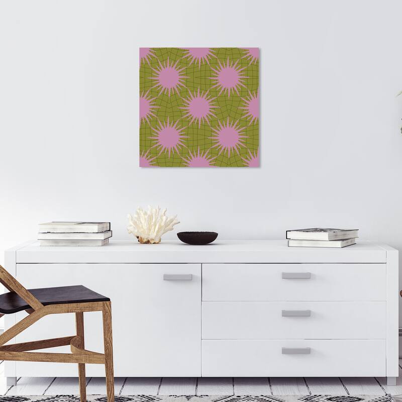 Wynwood Studio Canvas Abstract Disco Ball Sun Purple and Army Green Modern & Contemporary Wall Art Canvas Print