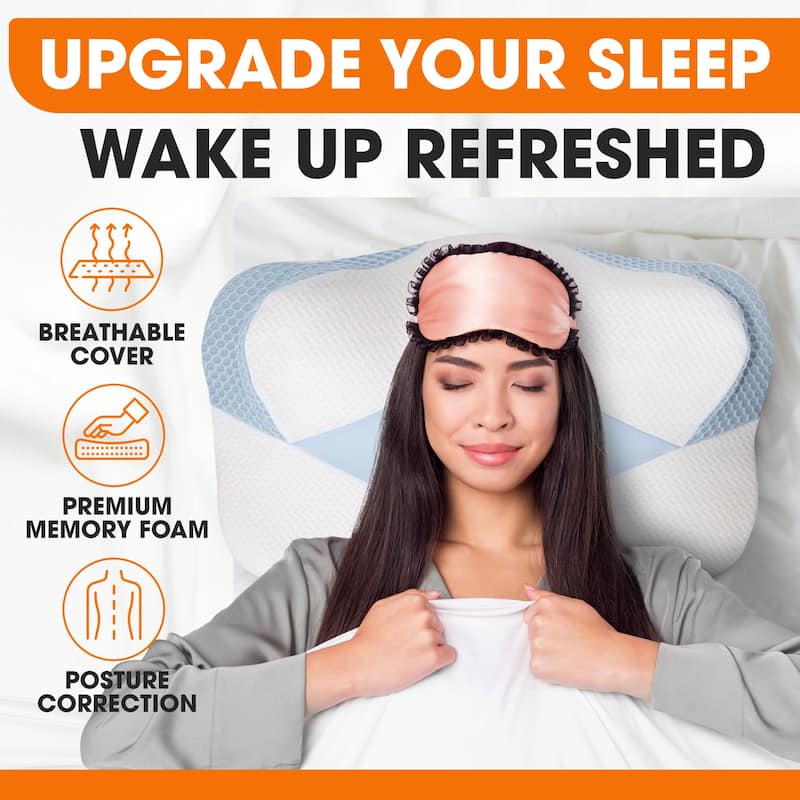 Cheer Collection Orthopaedic Memory Foam Cervical Pillow With Washable Cover
