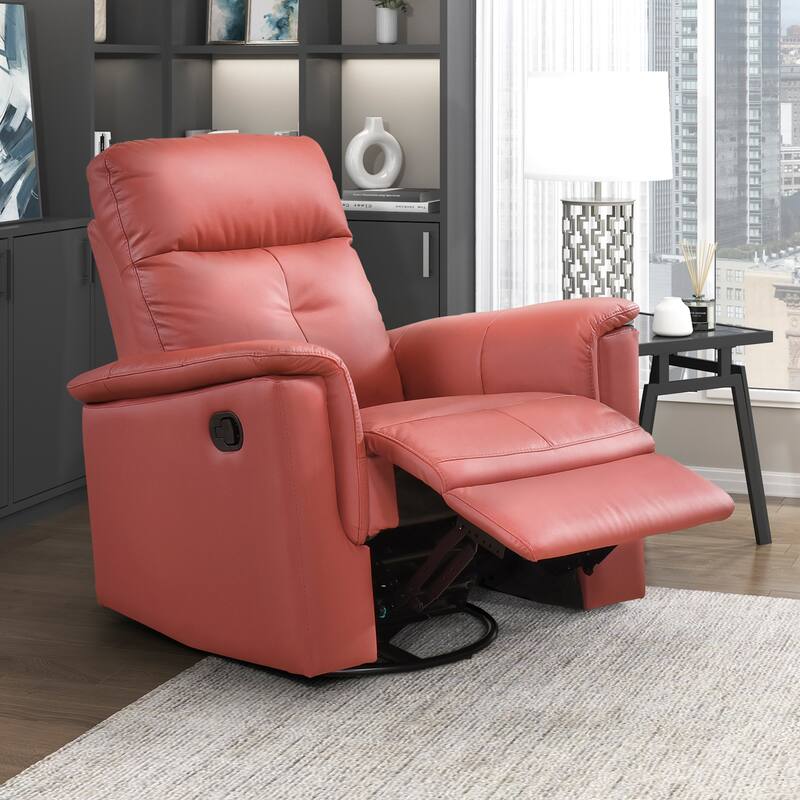 Monte 35.5" Leather Swivel Glider Manual Recliner - 360-Degree Swivel
