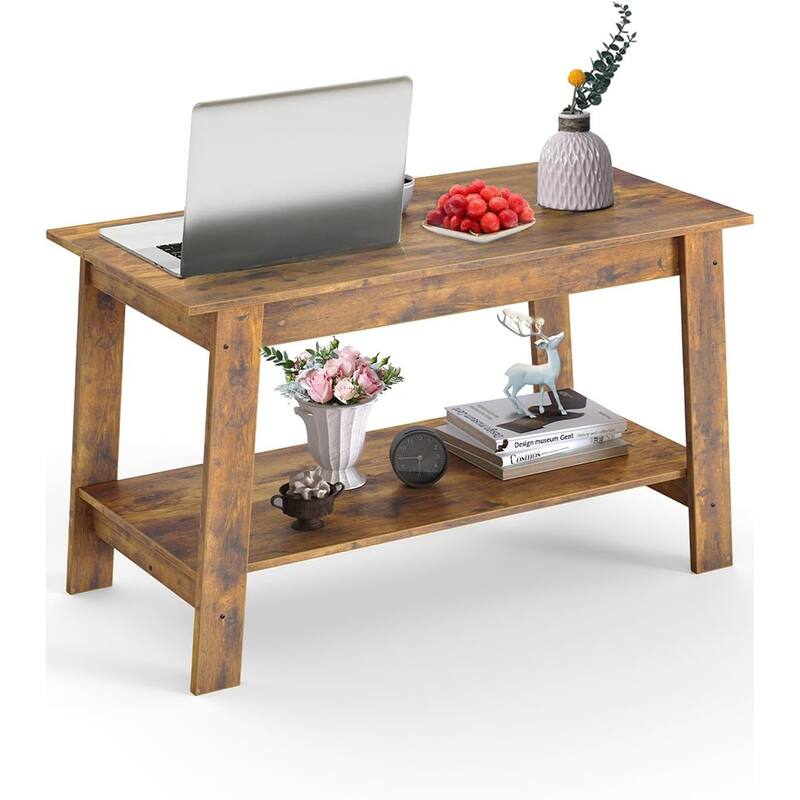 Coffee Table, 31.49'' Small Living Room Tables - Brown