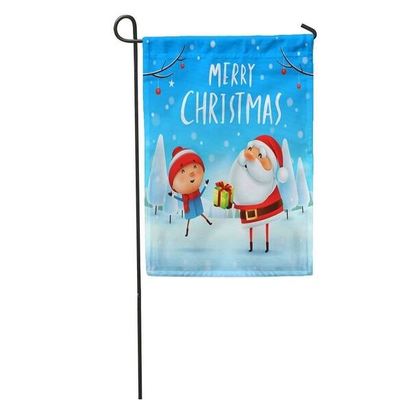 Merry Christmas Santa Claus Giving To Kid In Snow Scene Garden Flag Decorative Flag House Banner 28x40 Inch On Sale Overstock 31346036
