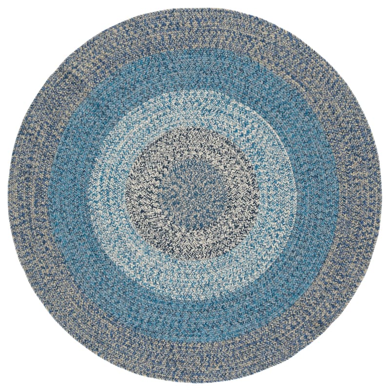 SAFAVIEH Handmade Braided Ecenur Indoor/Outdoor Machine Washable Rug - 5' Round - Navy/Blue