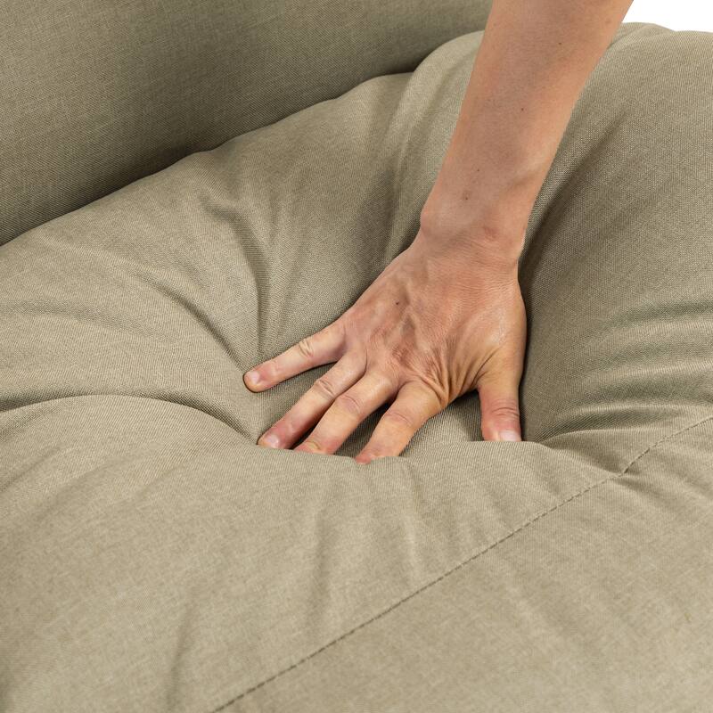 Mid-century Metal Sling Upholstered Armchair with Lengthen Upholstered