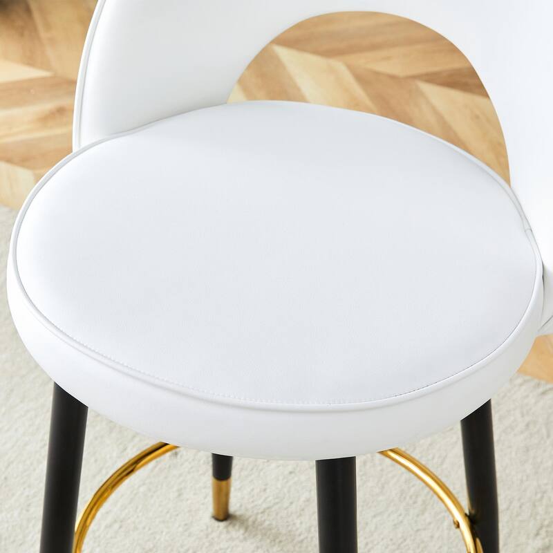 360° Rotatable Bar Chair with Modern PU Upholstery and Metal Legs