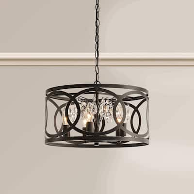 Aurelia 5-light Metal Cage Drum Pendant Chandelier