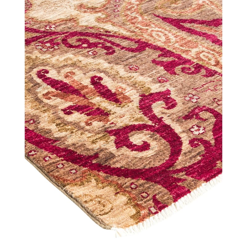 Overton Hand Knotted Wool Vintage Inspired Modern Contemporary Suzani Brown Square Area Rug - 8' 10" x 9' 2"