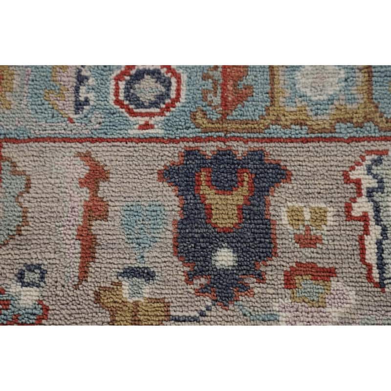 Floral Gray Oushak Oriental Runner Rug Handmade Wool Carpet - 2'7"x 7'11"