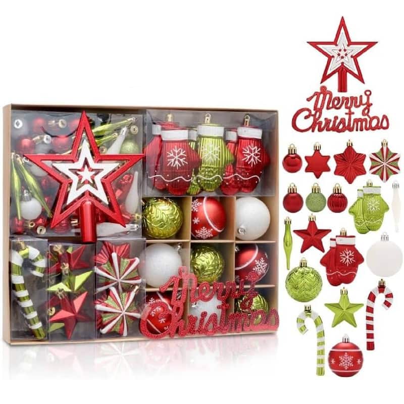 70 Pcs Christmas Decoration Ball Ornaments Set for Holiday Party Wedding - N/A - Red