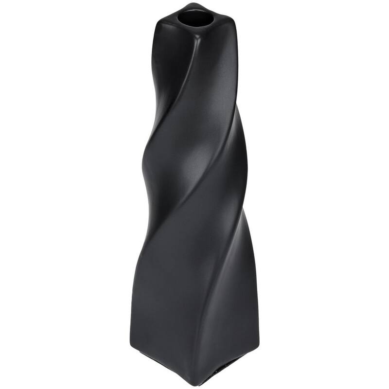 Set of Two Tall Curvy Taper Candlesticks in Matte Black