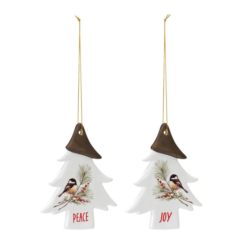 Chickadee Joy and Peace Tree Ornament (Set of 12)