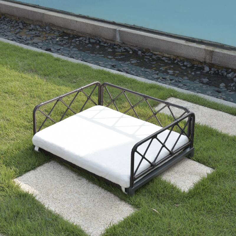 Wicker Pet Bed Rattan Dog Sofa Bed Outdoor Indoor Waterproof