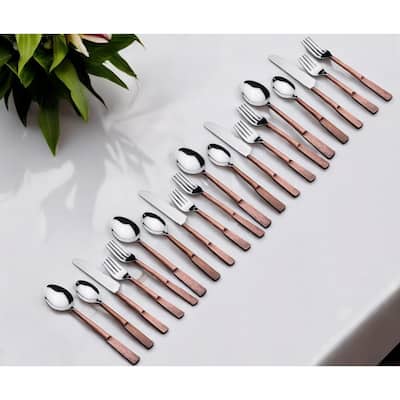 Matte Copper Stainless Steel Twenty Piece Hand Forged Flatware Set