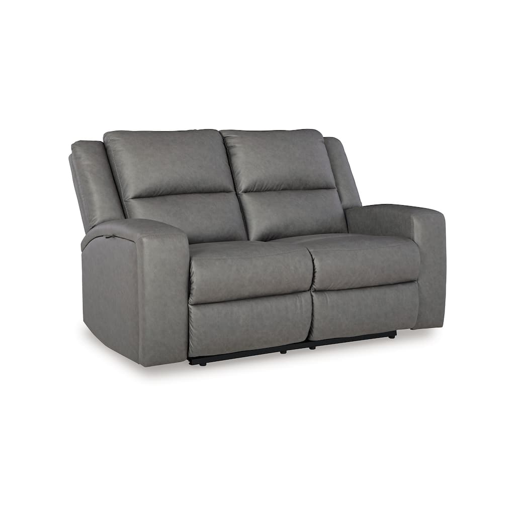 Vance Manual Reclining Loveseat, Gray Faux Leather, Cushions, 63 Inch