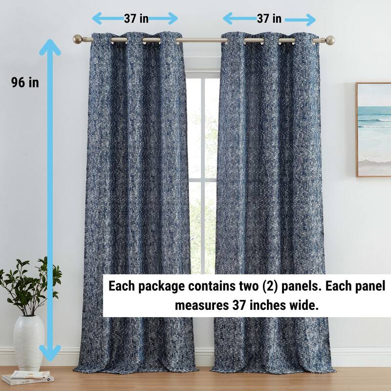 HLC.ME Avalon Jacquard Slub Texture - Privacy Curtains with Grommet Lightweight Window Curtain Panels, Set of 2