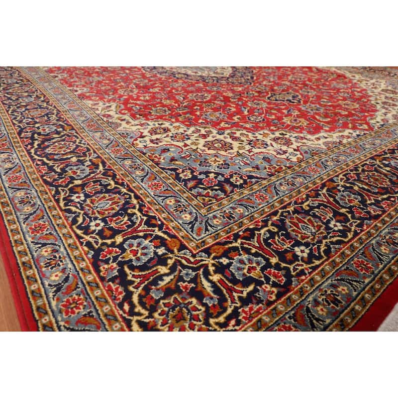 Traditional Red Kashan Turkish Area Rug Machine Made Carpet - 9'8" x 12'3"