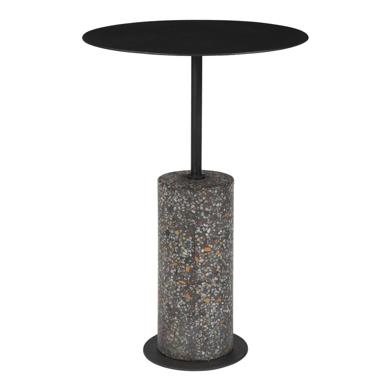 Aurelle Home Modern Terrazzo Base and Iron Accent Table - Matte Black/Black Terrazzo