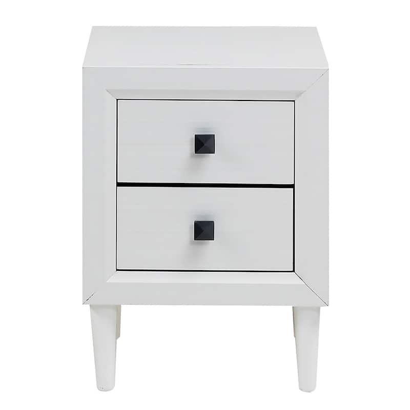 Costway Nightstand End Table Wooden Leg With Storage Drawers White