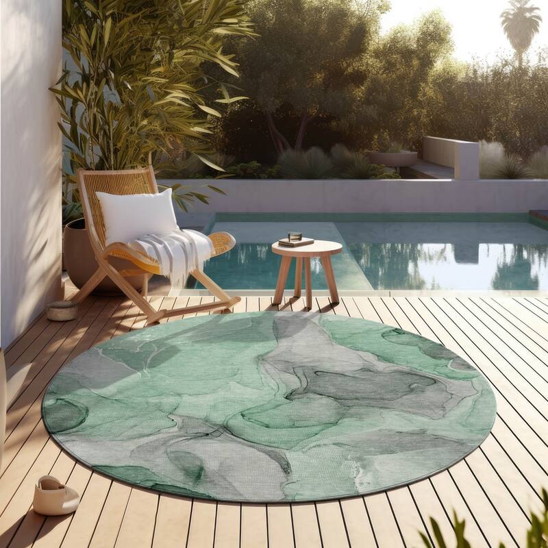 Allus Artistic Abstract Weather Resistant Classic Meets Modern Outdoor Rug