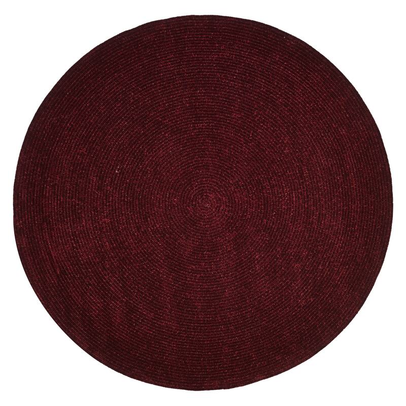 Better Trends Chenille Tweed & Solid Braid 100% Polyester Stain Resistant, Double Sided Reversible Indoor Area Rug - 96" Round - Burgundy