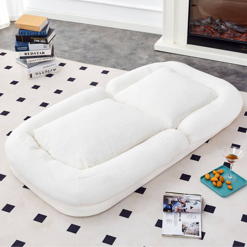 Folding Sofa Chair with 5 Adjustable Positions Plush Floor Lounge Chair