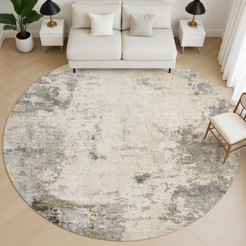 Premium Washable Super Soft Modern Solid Mayfield Rug - Pewter - 8' x 8'