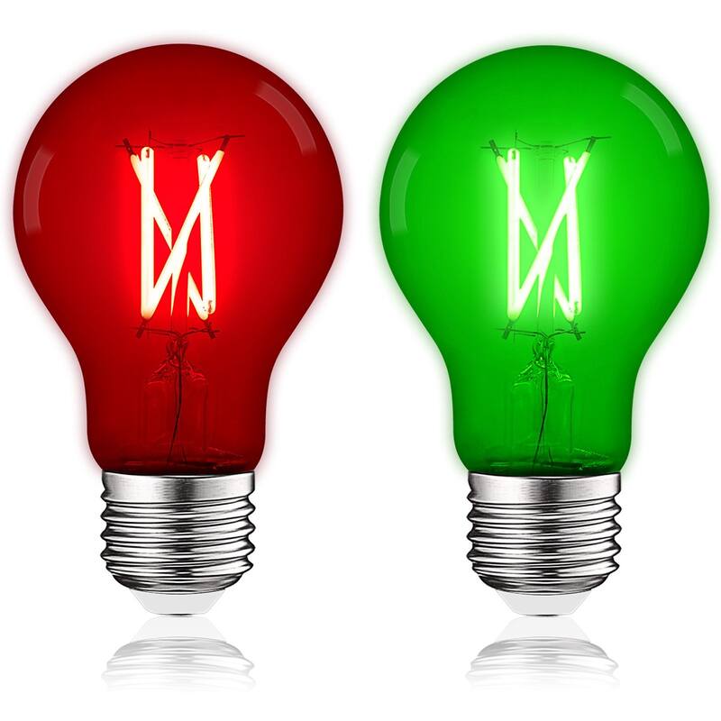 Luxrite A19 Christmas LED Red and Green Light Bulbs 4.5W=60W UL E26 Indoor Outdoor Party Holiday Lighting