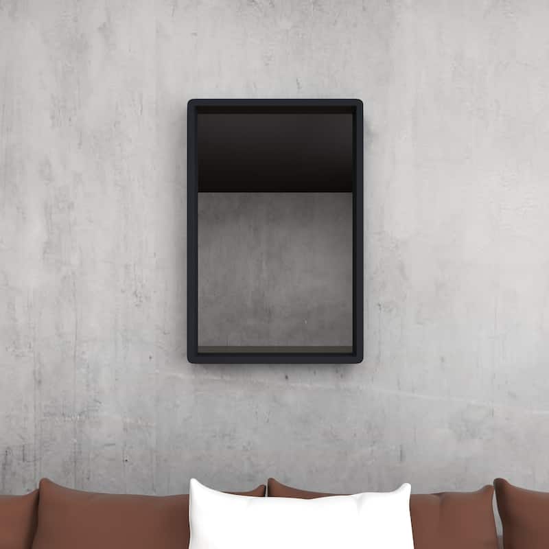 Black Wooden Minimalistic Room Wall Mirror