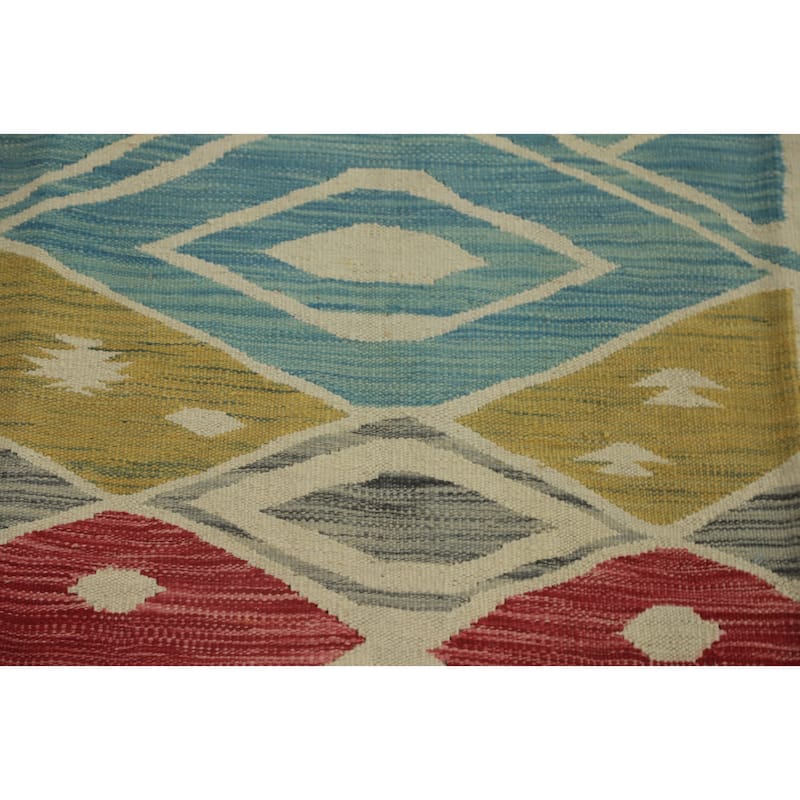Hand Woven Southwestern Wool Multi-Colored Geometric Area Rug - 8' 3'' X 5' 1''