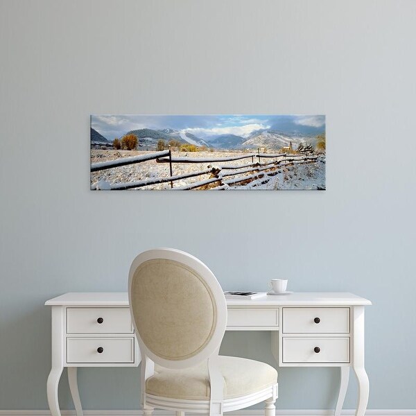 Easy Art Prints Panoramic Images's 'Wooden fence covered with snow at the countryside, Colorado, USA' Canvas Art