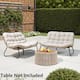 Option 2PC - Beige cushion,Brown rattan,Black frame