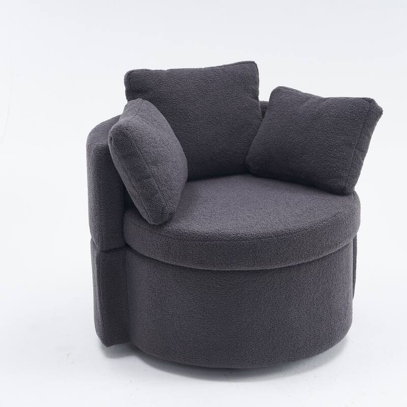 Teddy Fabric Swivel Storage Chair With Back Cushion