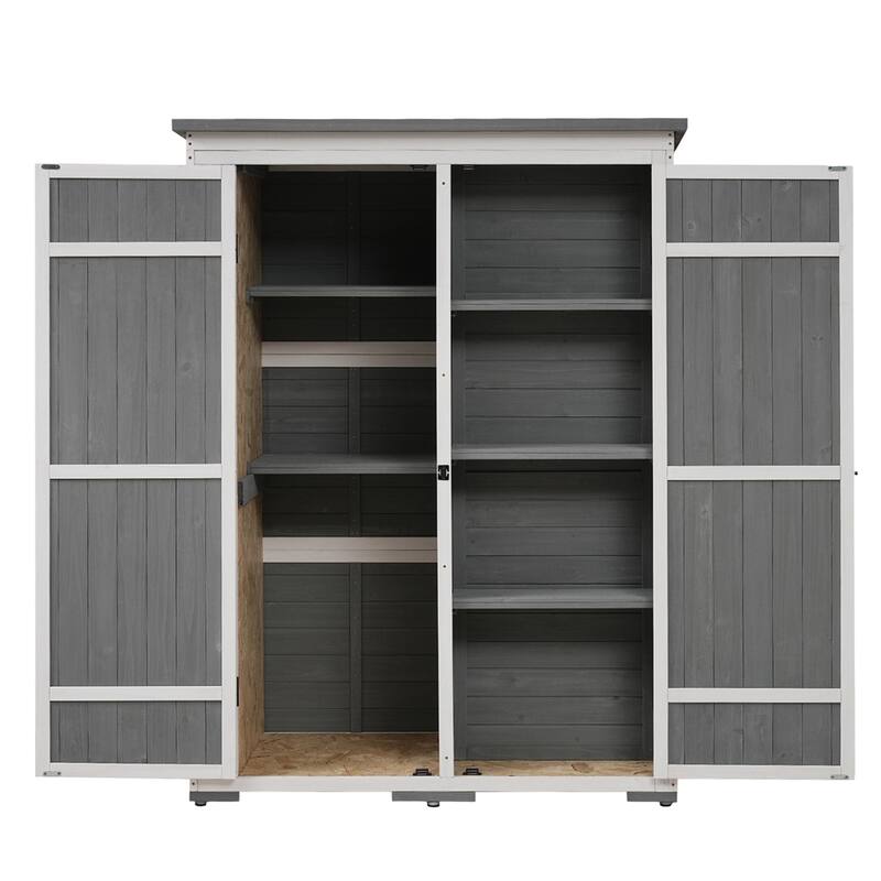 Outdoor Lockable Wood Storage Shed with Waterproof Roof and Shelves