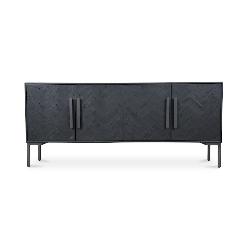 NADAAL STUDIOS Zanna, Four Doors Sideboard with Mango Wood - 77"W x16"D x33.5"H - Black