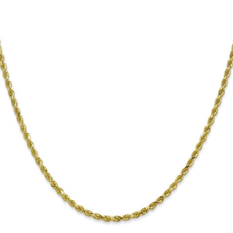 Curata 10k Yellow Gold Solid 7" 8" or 9" 2.5mm Diamond Cut Rope Chain Bracelet for men or women