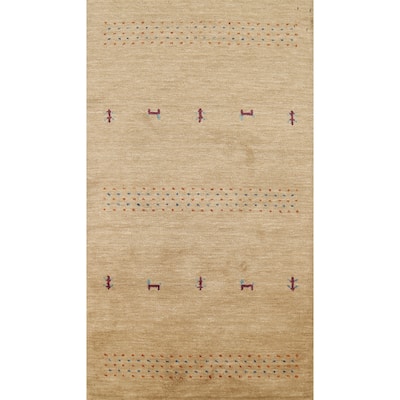 Tribal Gabbeh Indian Accent Rug Hand-Knotted Wool Carpet - 3'0"x 5'2"