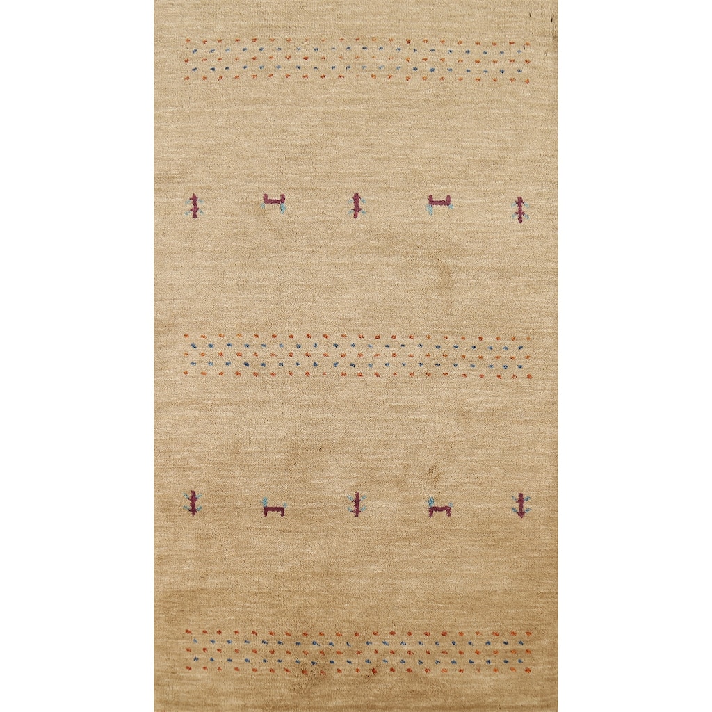 Tribal Gabbeh Indian Accent Rug Hand-Knotted Wool Carpet - 3'0"x 5'2"