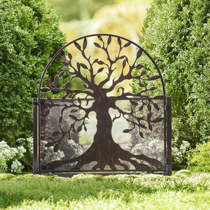 Metal Arched Stand-Alone Garden Gate with Tree of Life Design