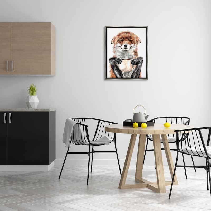Stupell Happy with Coffee Framed Floater Canvas Wall Art Design by Holly Simental