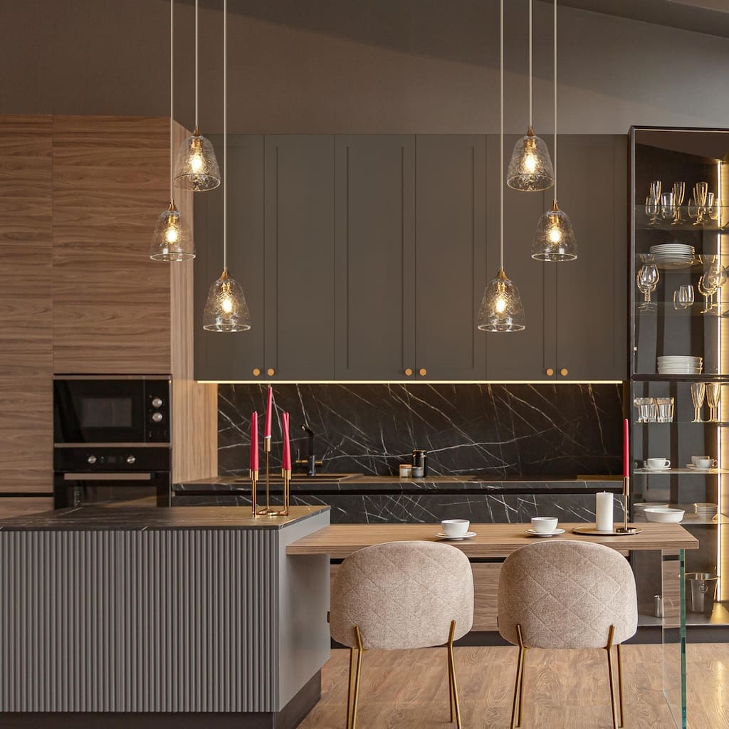 Modern 3-Light Gold Chandelier Glass Cone Pendant Lights for Kitchen Island